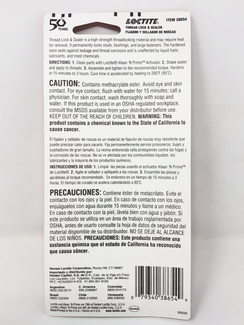 John Deere Loctite Thread Lock & Sealer – High Strength - PM38654